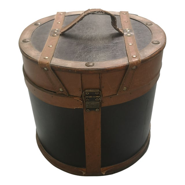 Vintage Round Wooden Hatbox, 1950s For Sale