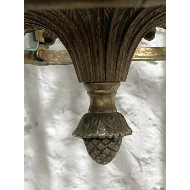 Vintage Chinoiserie Hexagonal Brass 3 Light Chandelier For Sale - Image 4 of 8