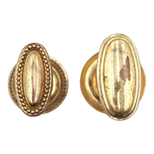 Modern Brass Oval Concentric & Beaded Door Knob Set