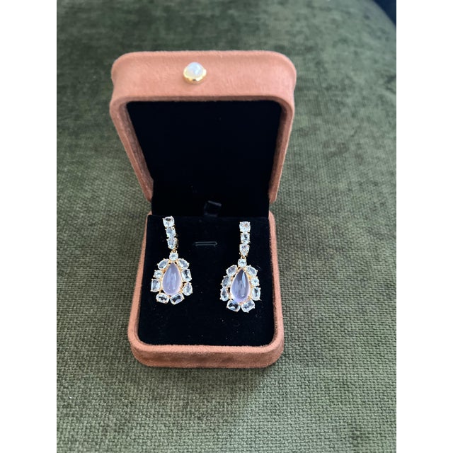 Bochic "Capri" Pink Quartz & White Topaz Earrings Set In 18K Gold & Silver For Sale - Image 11 of 18