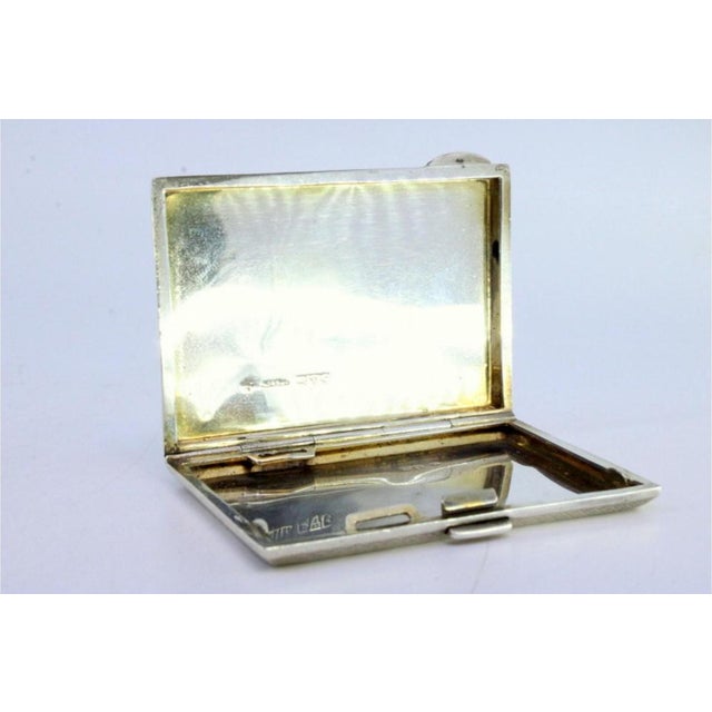 Guilloche Silver Cigarette Case with Hinged Lid and Monogram Card For Sale - Image 4 of 8