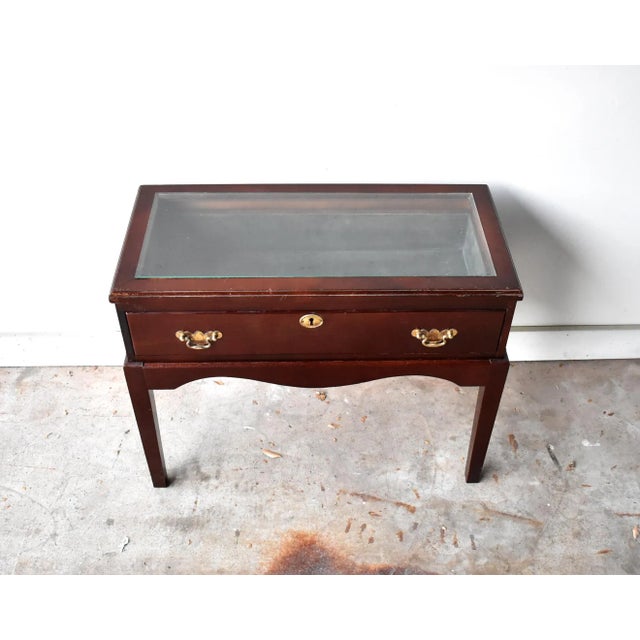 English Vintage Display Dark Wood Side Table For Sale - Image 3 of 12