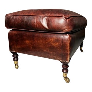 George Smith Leather Ottoman For Sale