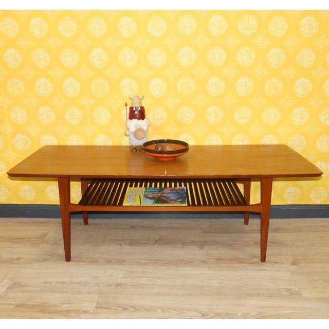 Mid-Century Modern Vintage Teak Coffee Table with Shelf, 1960s For Sale - Image 3 of 14