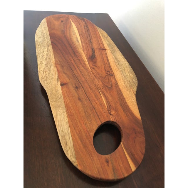 Brown Vintage Artisan Crafted Rustic Wood Charcuterie Board For Sale - Image 8 of 11