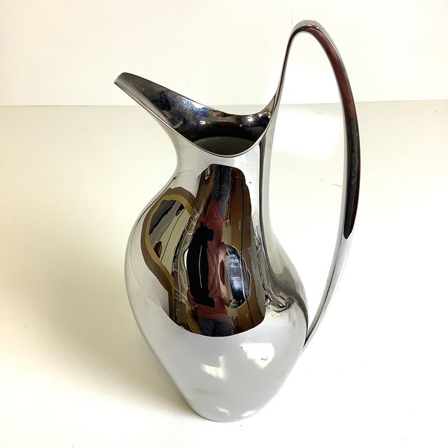 2010s Mid Century Modern Georg Jensen Henning Koppel Pitcher Denmark Stainless Steel 11.25”h For Sale - Image 5 of 9
