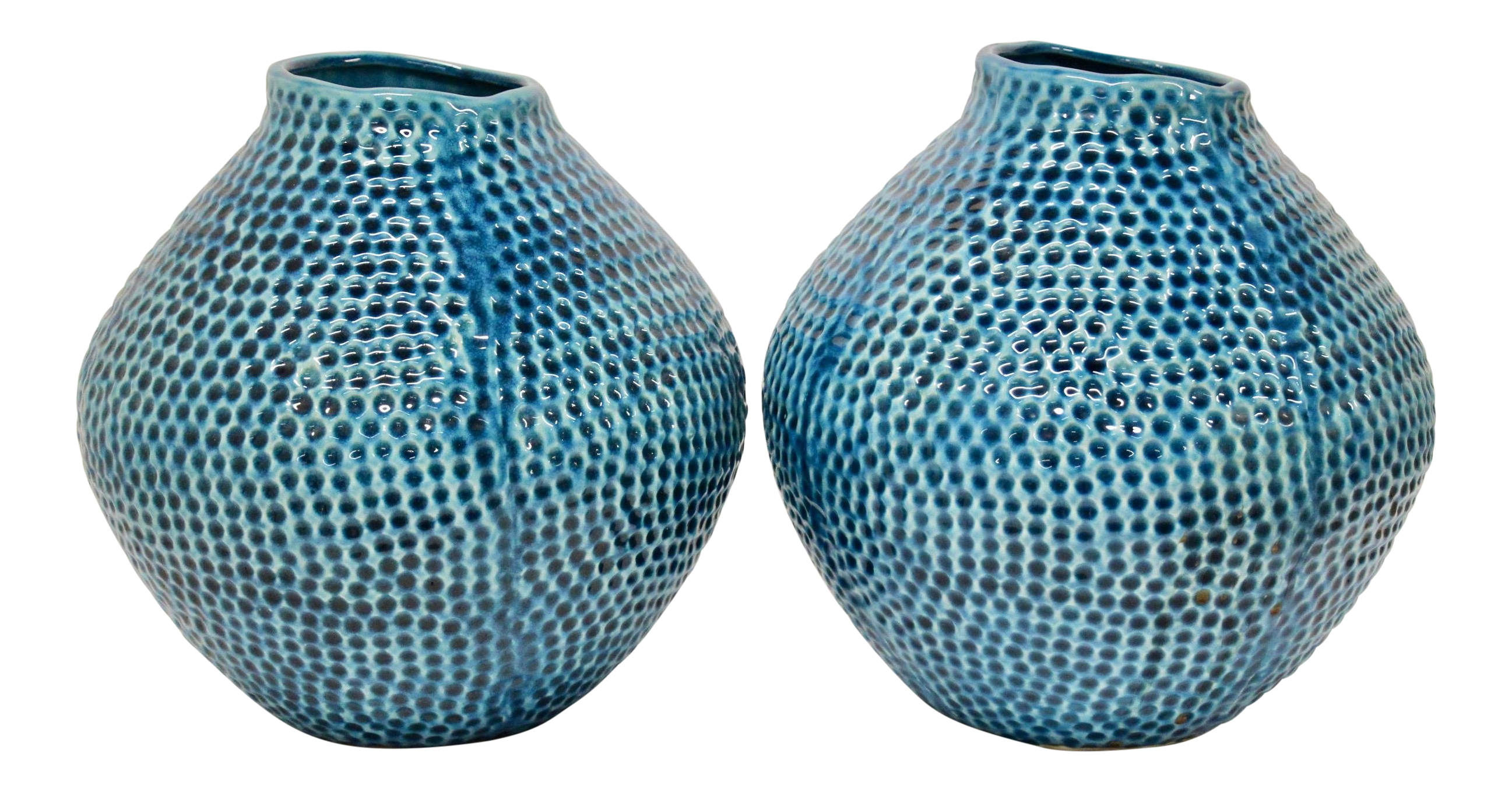 Large Turquoise Glazed Contemporary Vases Pair Chairish