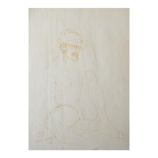 Mid 20th Century Sepia Pen and Ink Male Figure Drawing For Sale