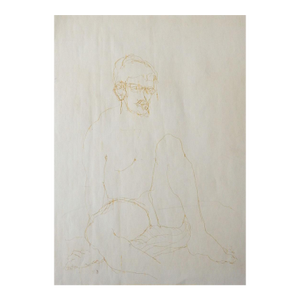 Mid 20th Century Sepia Pen and Ink Male Figure Drawing