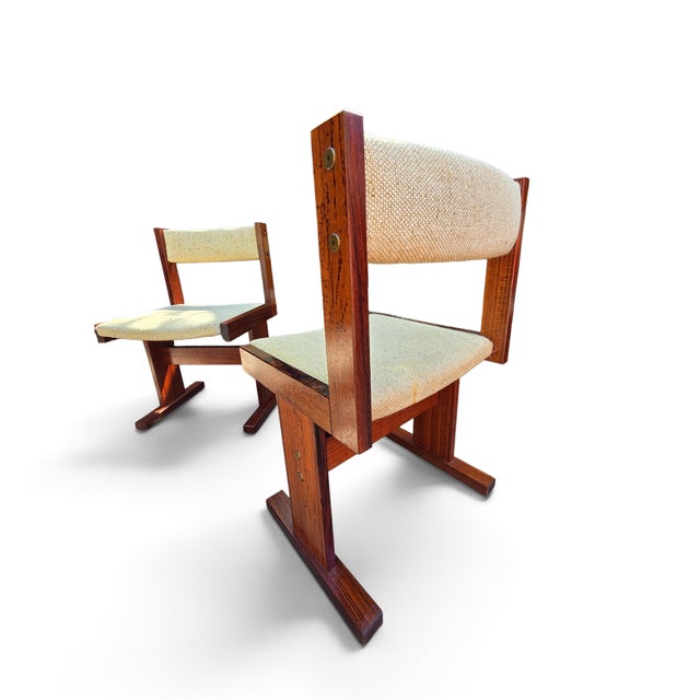 Beige Danish Brutalist Rosewood Dining Chairs Attributed to Gangso Mobler, 1970s. Set of 6 For Sale - Image 8 of 10