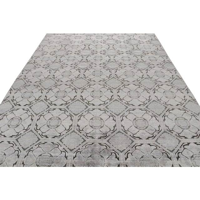 Modern Rug & Kilim’s Modern Classics Rug With Silver-Gray and Blue Medallions For Sale - Image 3 of 7
