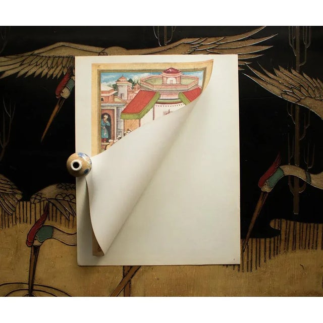 Pre-1600 "Audience of the Emperor Humayun" by Dharmadas, 1950 Gold-Leaf Offset Lithograph For Sale - Image 9 of 13