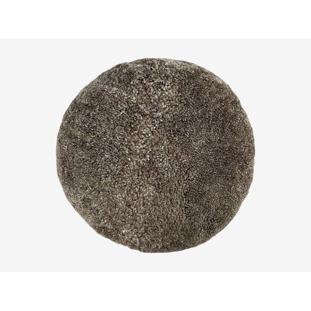 Danish Modern Style, Gray Sheepskin, Maple, Shearling Footstools, 21st C. For Sale In New York - Image 6 of 9