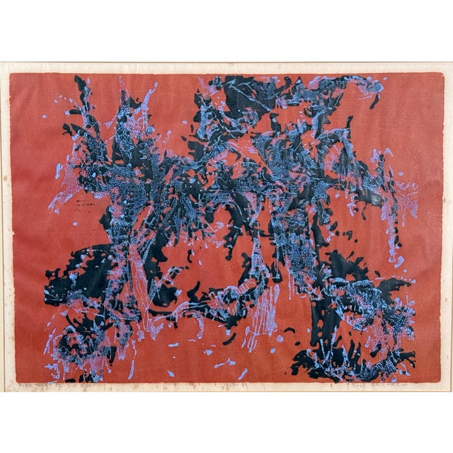 This framed color lithograph titled Blue Trees II is by the well listed American artist, William Ross Abrams (b.1920 -...