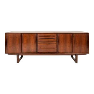 1960s Danish Modern Rosewood Credenza Set on Sled Base Attributed to Arne Vodder