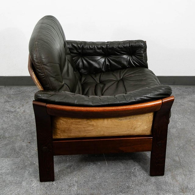 Mid Century Danish Modern Lounge Chair Dark Brown Leather Armchair Denmark MCM For Sale - Image 9 of 11