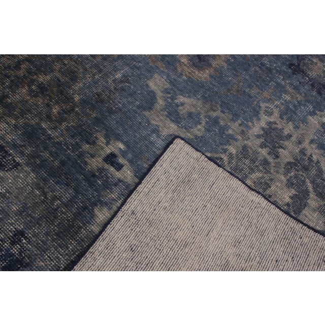 2010s Navy and Smoke Blue Wool Rug From Rk Distressed Collection For Sale - Image 5 of 6