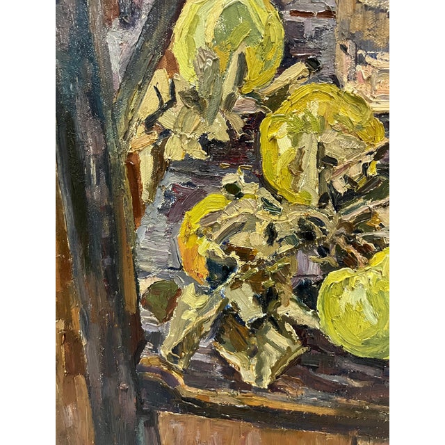 1980s Maya Kopitzeva, Green Apples, Oil Painting, 1988, Framed For Sale - Image 5 of 7