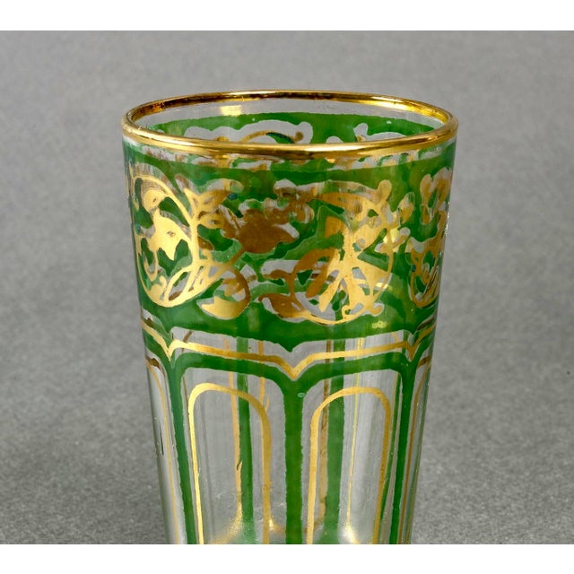 French Crystal Green Gilded Tumblers, 1910s, Set of 12 For Sale - Image 4 of 8