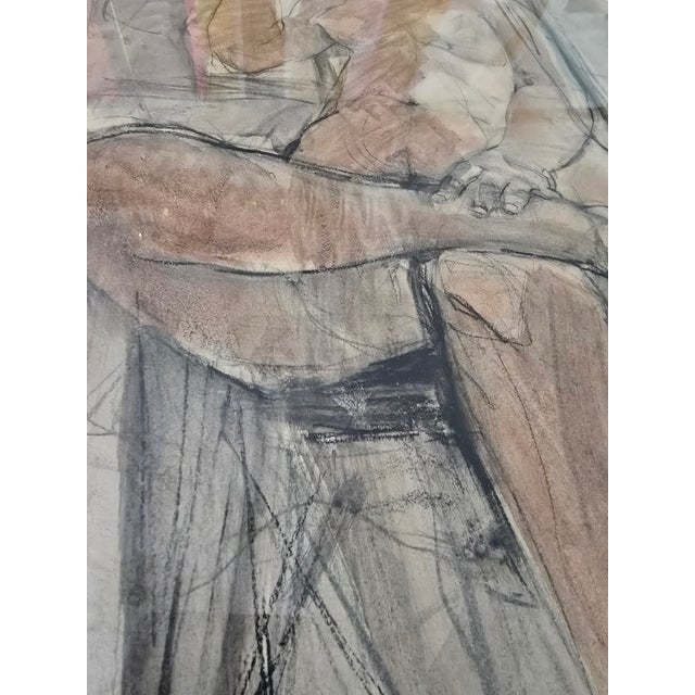 Cream Vintage Mid Century Modern Seated Debutante Painting Signed For Sale - Image 8 of 10