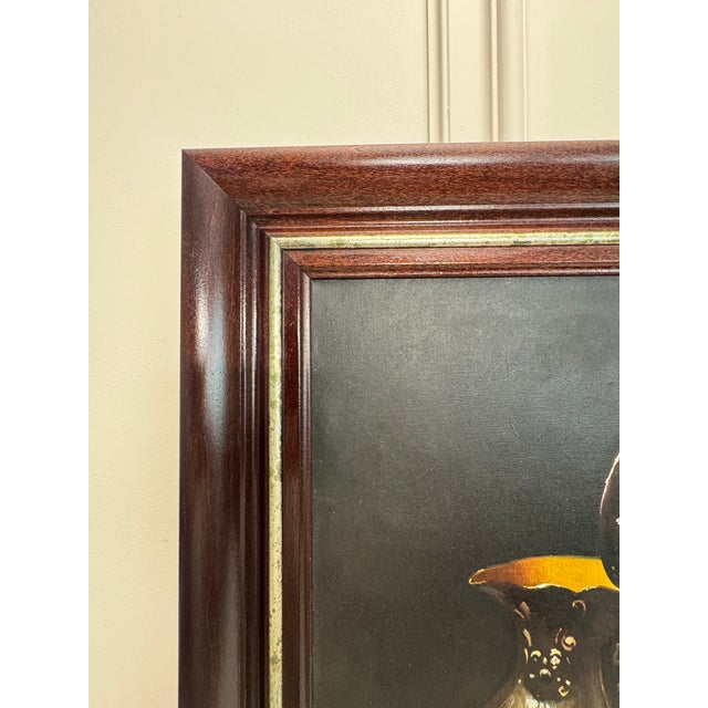 Vintage Moody Dutch Still Life Realism Original Oil Framed Painting, Chocolate Brown, Orange, Gold For Sale - Image 4 of 12