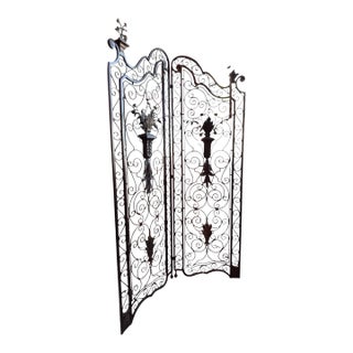Vintage Wrought Iron Two Part Screen, Maitland Smith. For Sale