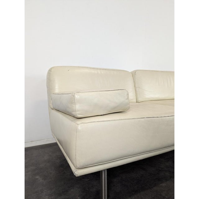 Four-Seater Sofa in Cream Leather For Sale - Image 5 of 8