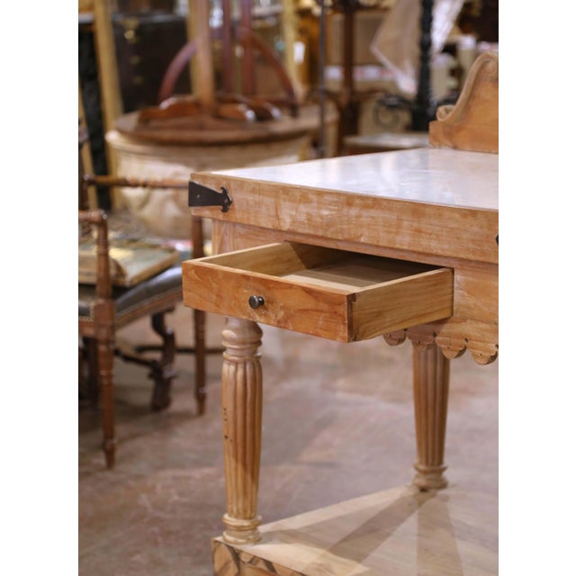 Mid-Century French Beech Butcher’s Block With Marble Top and 1878 Award Plaque For Sale - Image 9 of 12