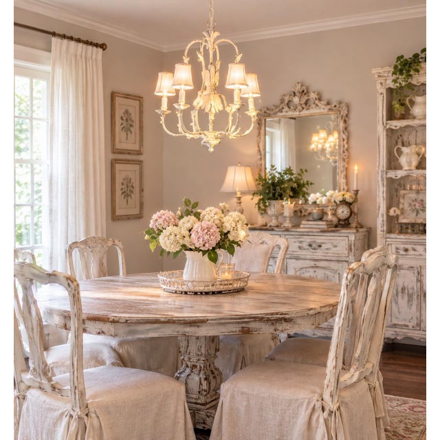 Vintage Wendy Bellissimo Teaberry 4 Light Shabby Chic Chandelier For Sale - Image 11 of 11