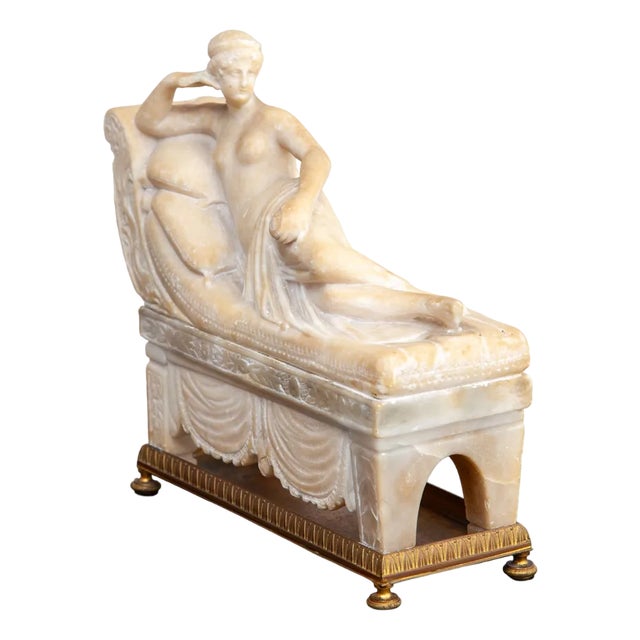 Woman on Triclinium, 19th Century, Alabaster For Sale