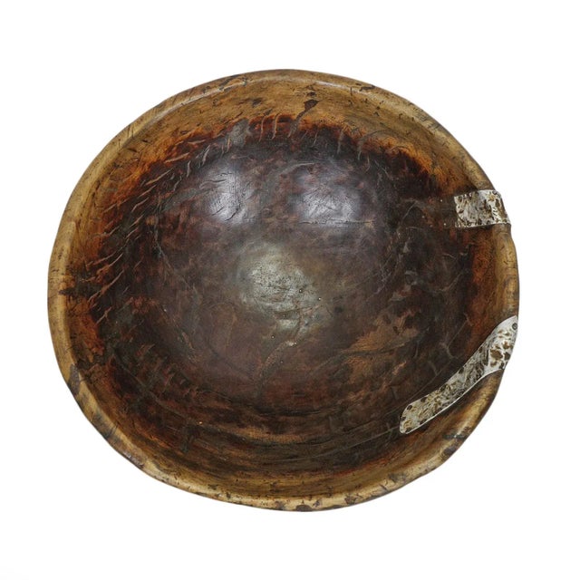 Large Vintage Fulani Tribal Rustic Wood Bowl For Sale In Los Angeles - Image 6 of 8