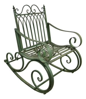 Patinated Green Wrought Iron Rocking Chair, 1990s