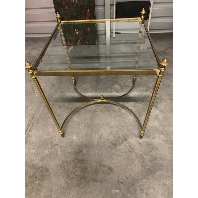 Traditional 1990s Brass and Glass End Table For Sale - Image 3 of 5