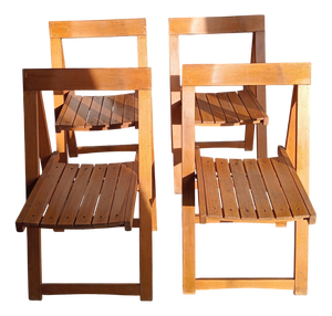 Vintage Folding Chairs in Wood by Aldo Jacober, 1968, Set of 4