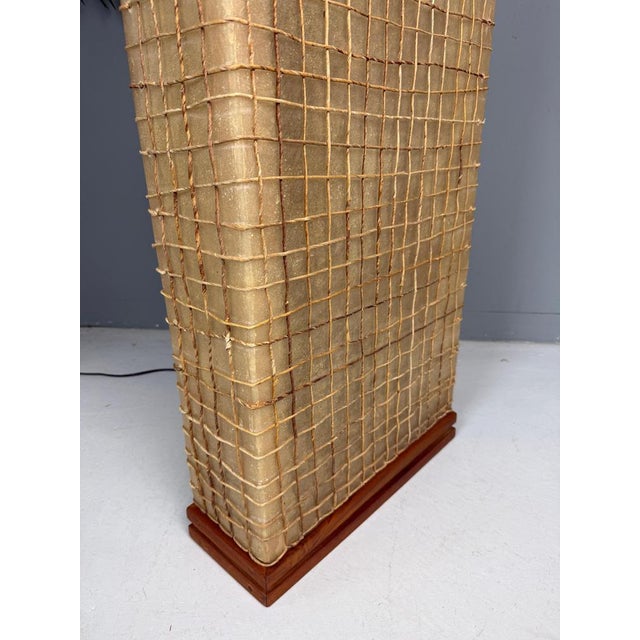 Wood Mid-Century Fiberglass, Braided Rope and Wood Floor Lamp, France, 1970s For Sale - Image 7 of 18