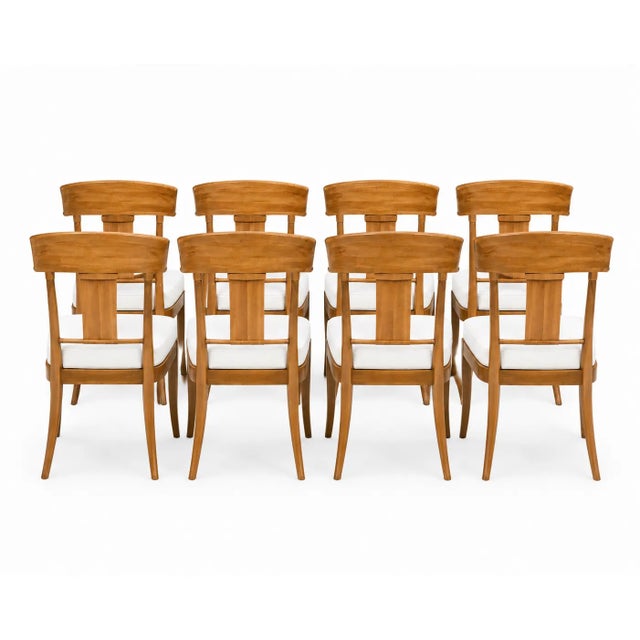 Teak Klismos Patio Dining Chairs. - Set of 8 For Sale - Image 4 of 5