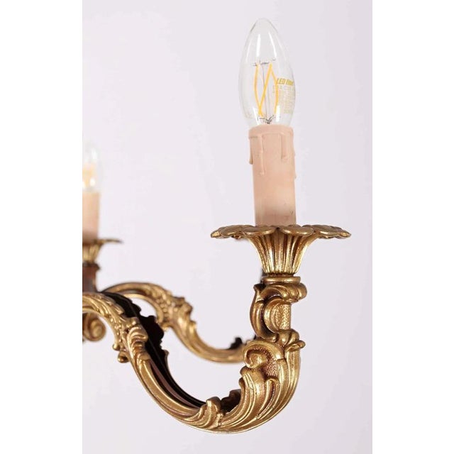 Antique Polished Brass Chandelier For Sale - Image 6 of 6