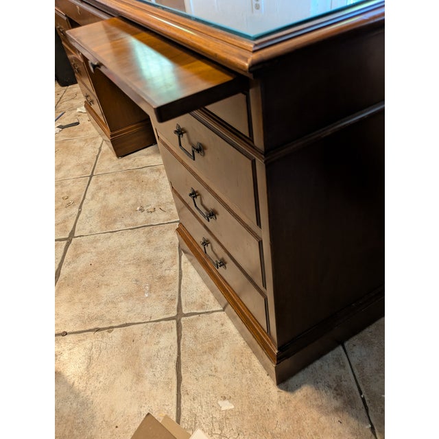 1950s Jofco Brand Walnut Executive Office Desk For Sale - Image 10 of 12