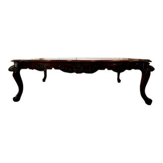Mid 20th Century Oversized Large Vintage Carved Wood Coffee Table With Claw Feet & Gilded Accents For Sale
