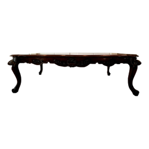 Mid 20th Century Oversized Large Vintage Carved Wood Coffee Table With Claw Feet & Gilded Accents