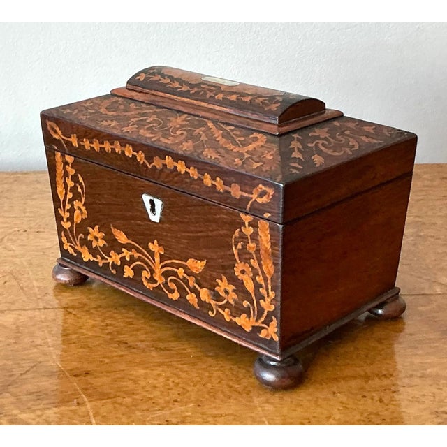 Vintage Boho 19th Century Marquetry Box For Sale - Image 4 of 7