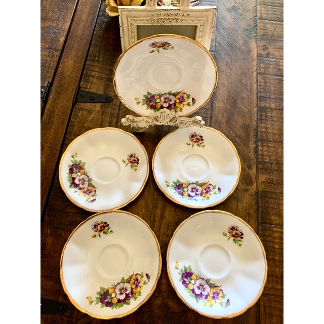 Vintage Jason Bone China Saucers, Made in England- Set of 5 For Sale - Image 11 of 12