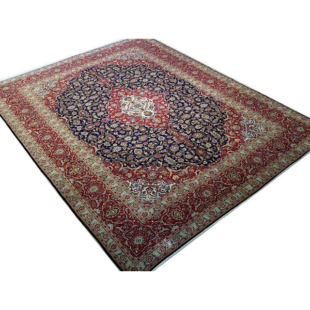 Blue Vintage Kashan Rug, 1970s For Sale - Image 8 of 9