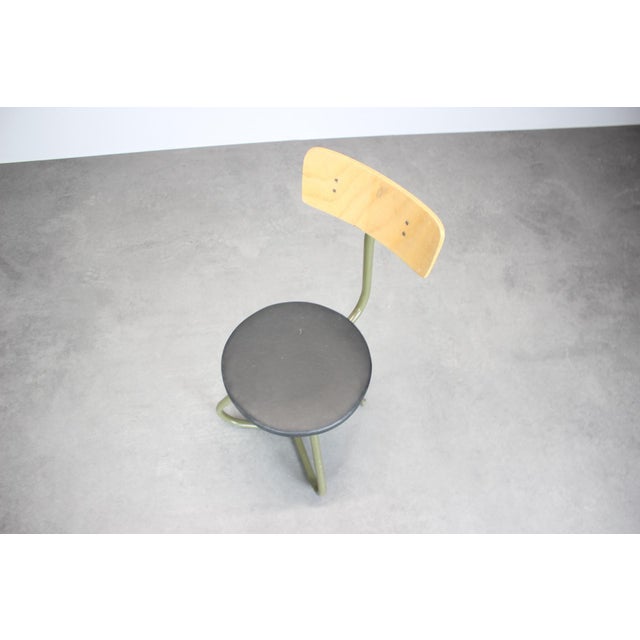 - Made in Czech republic, - made of metal, faux leather and wood, - good original condition, - shows signs of use, - seat...