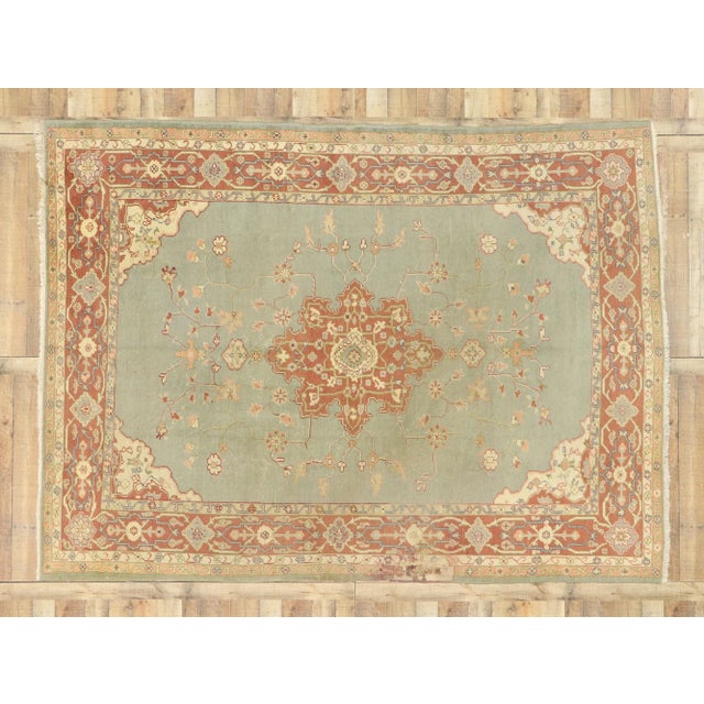 Textile Antique Turkish Oushak Rug, 08'02 X 11'01 For Sale - Image 7 of 9
