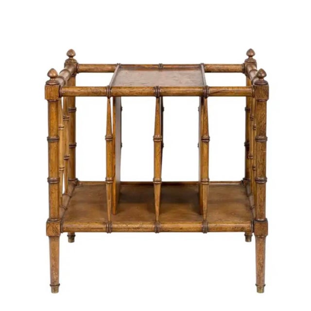 Vintage Faux Bamboo Magazine Rack that combines practical storage with timeless design. Rack features a faux bamboo frame...