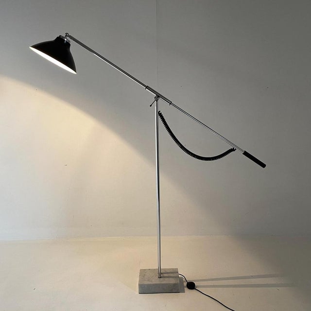 Italian Adjustable Chrome and Marble Floor Lamp in the style of Arredoluce, 1960s For Sale - Image 3 of 14