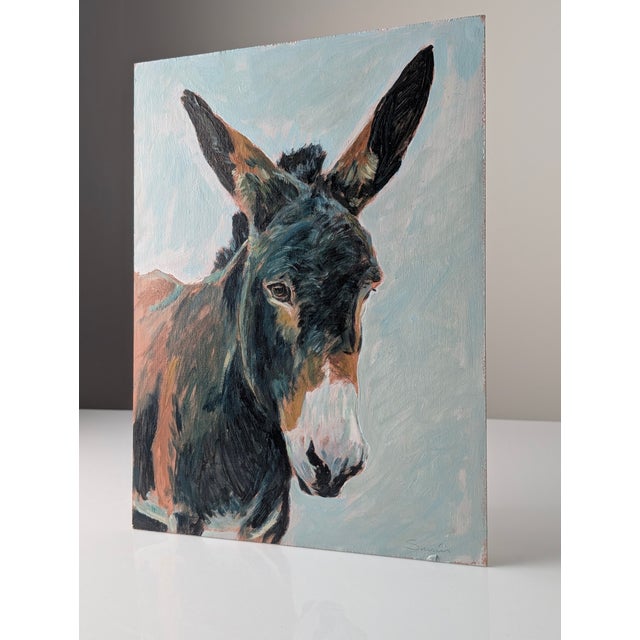 Unknown, Oil on Panel, Portrait of a Donkey, 20th Century, 1990s, Oil For Sale - Image 9 of 10