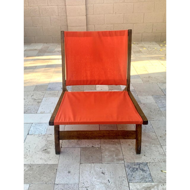 Pumpkin Mid Century Modern Folding Lounge Chair For Sale - Image 8 of 10