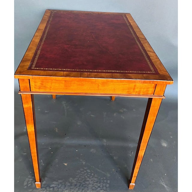 19th Century 19th Century English Satinwood and Leather Table For Sale - Image 5 of 8